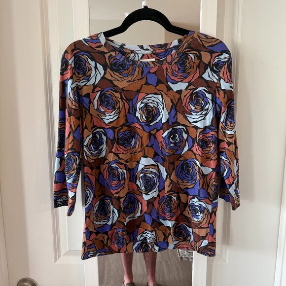 Dries Van Noten Floral Print Cotton Shirt Size Small Color Blue Brown - Picture 1 of 5